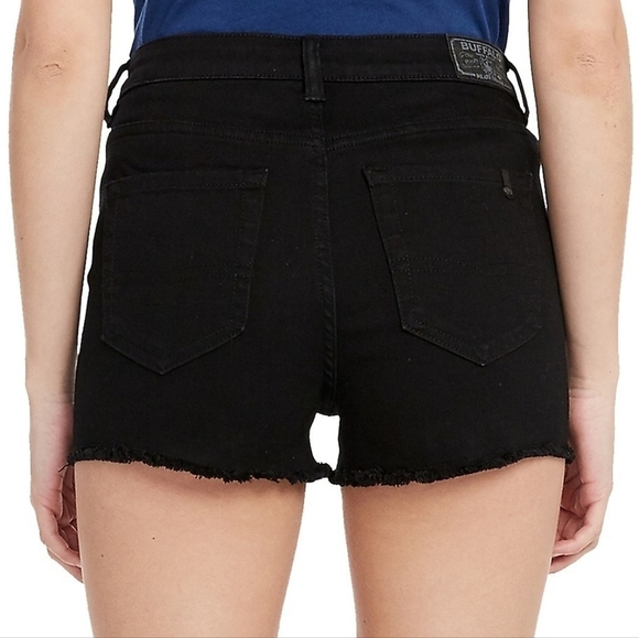 New Buffalo David Bitton High Rise Black Denim Shorts Size 32 Cutoff Jean Shorts - Picture 4 of 12